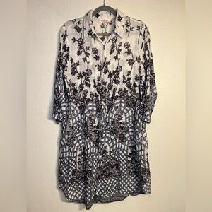 ANTICA SARTORIA BY GIACOMO CINQUE COTTON WHITE FLORAL PRINT SHIRT DRESS SZ L